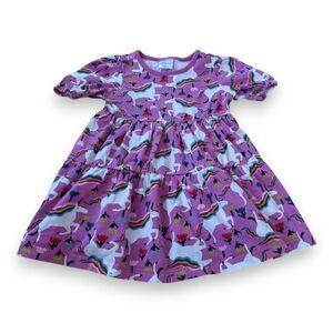 Hanna Andersson Unicorn Short Sleeve Tiered Dress 2T